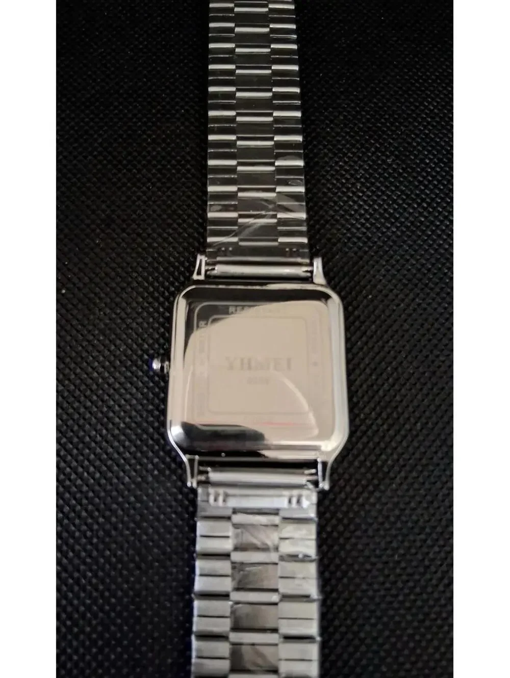Men's Luxury Square Dial Stainless Satin Black Watch